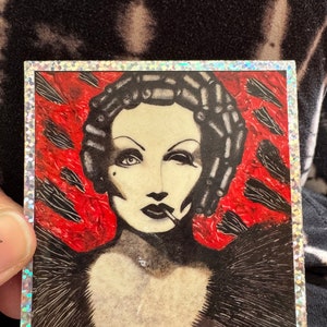 Miss Marlene Dietrich art sparkle sticker