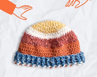 Gorro colorido: gorro de crochet hecho a mano, suave y acogedor, colores únicos.