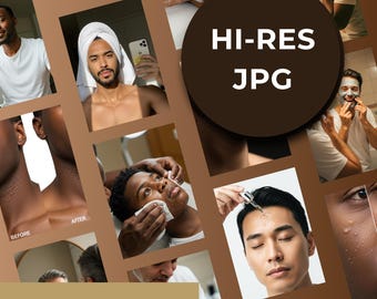 Men's Skincare Stock Photo Bundle: 80 Grooming & Self-Care JPGs (Digital Download)