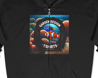 Clown Fish  Zip Hoodie for Nature Lovers, Casualwear, Gift for Gardeners, Outdoor Activities, Eco-Friendly Fashion