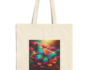 Vibrant Butterfly Canvas Tote Bag, Eco-Friendly Reusable Grocery, Nature Lover Gift, Summer Outing Purse, Shopping Bag
