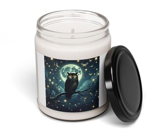 Celestial Owl Scented Soy Candle, Cozy Home Decor, Relaxing Gift, Night Owl Vibes, Halloween Decoration, Aromatherapy