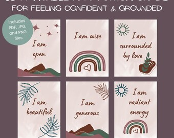 68 Printable “I Am” Affirmation Cards for Self-Worth, Confidence & Joy for Intentional, Mindful, Creative Moms and Entrepreneurs