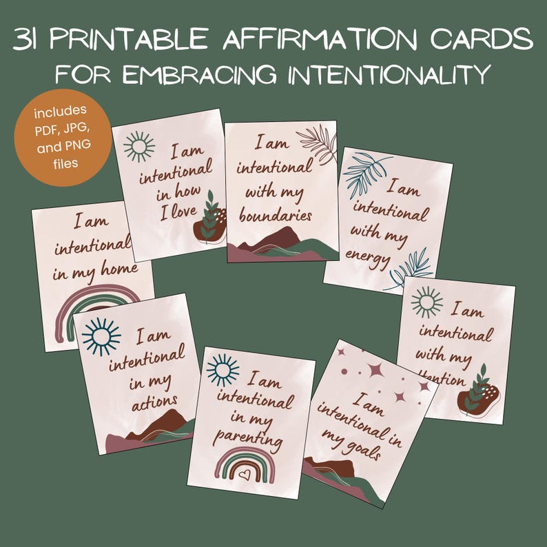 31 Printable Affirmation Cards for Intentional Living Through Alignment ...