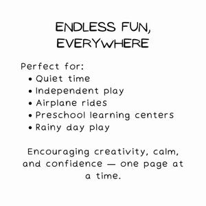 May include: White background with black text that reads "ENDLESS FUN, EVERYWHERE." The text lists activities like quiet time and independent play. It also says it encourages creativity, calm, and confidence.