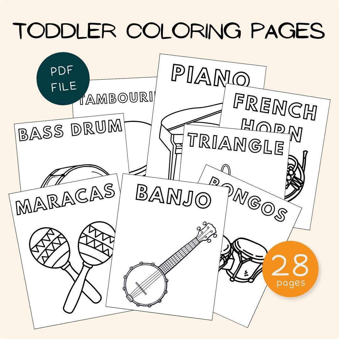 Music Coloring Pages Toddlers Printable Instruments Drums Xylophone ...