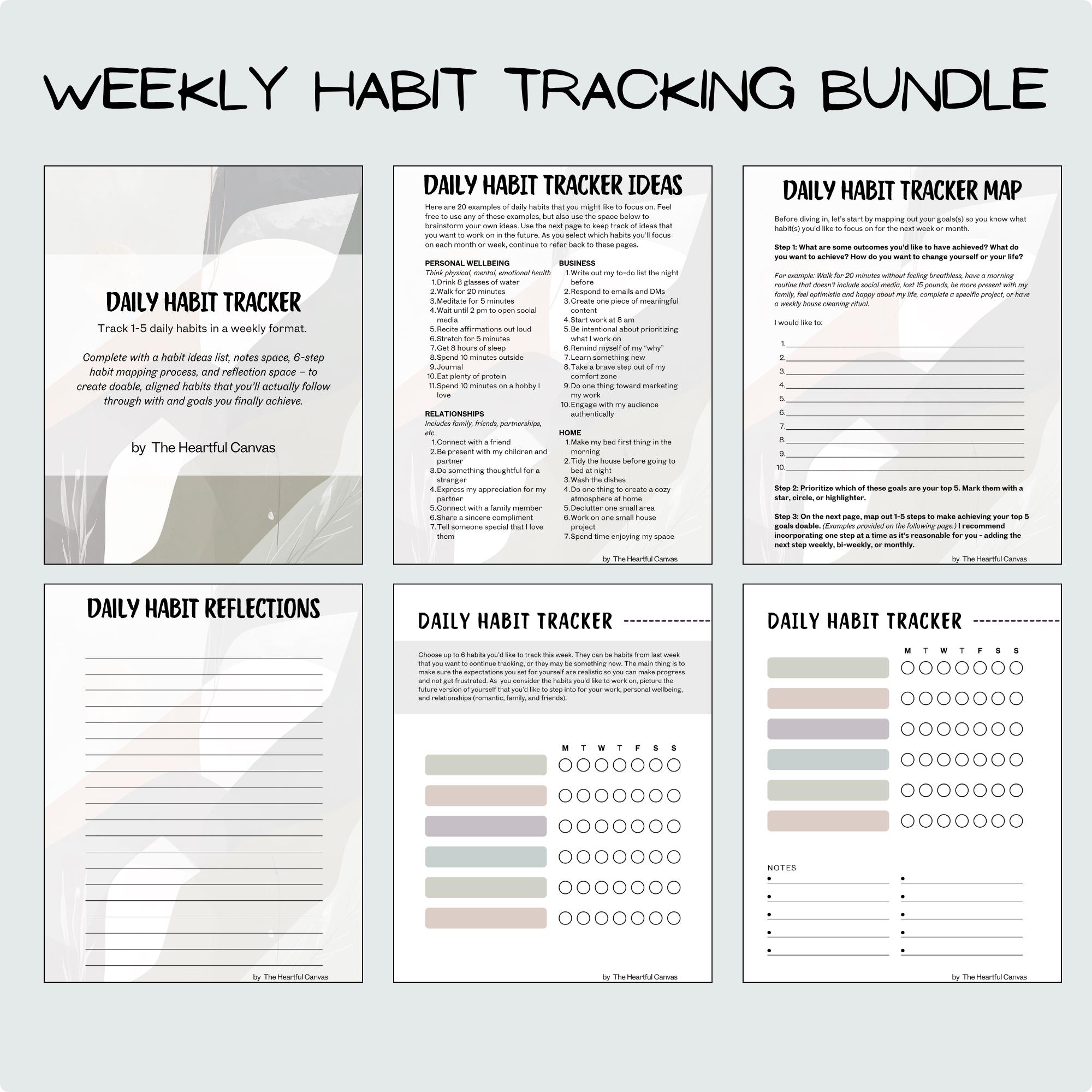 Weekly Habit Tracker Printable PDF Earthy Tones Planner Guided Habit ...