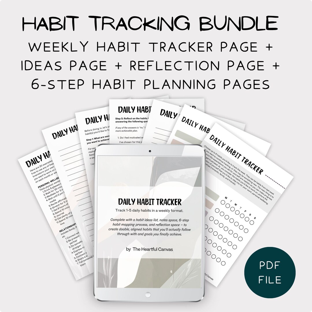 Weekly Habit Tracker Printable PDF Earthy Tones Planner Guided Habit ...