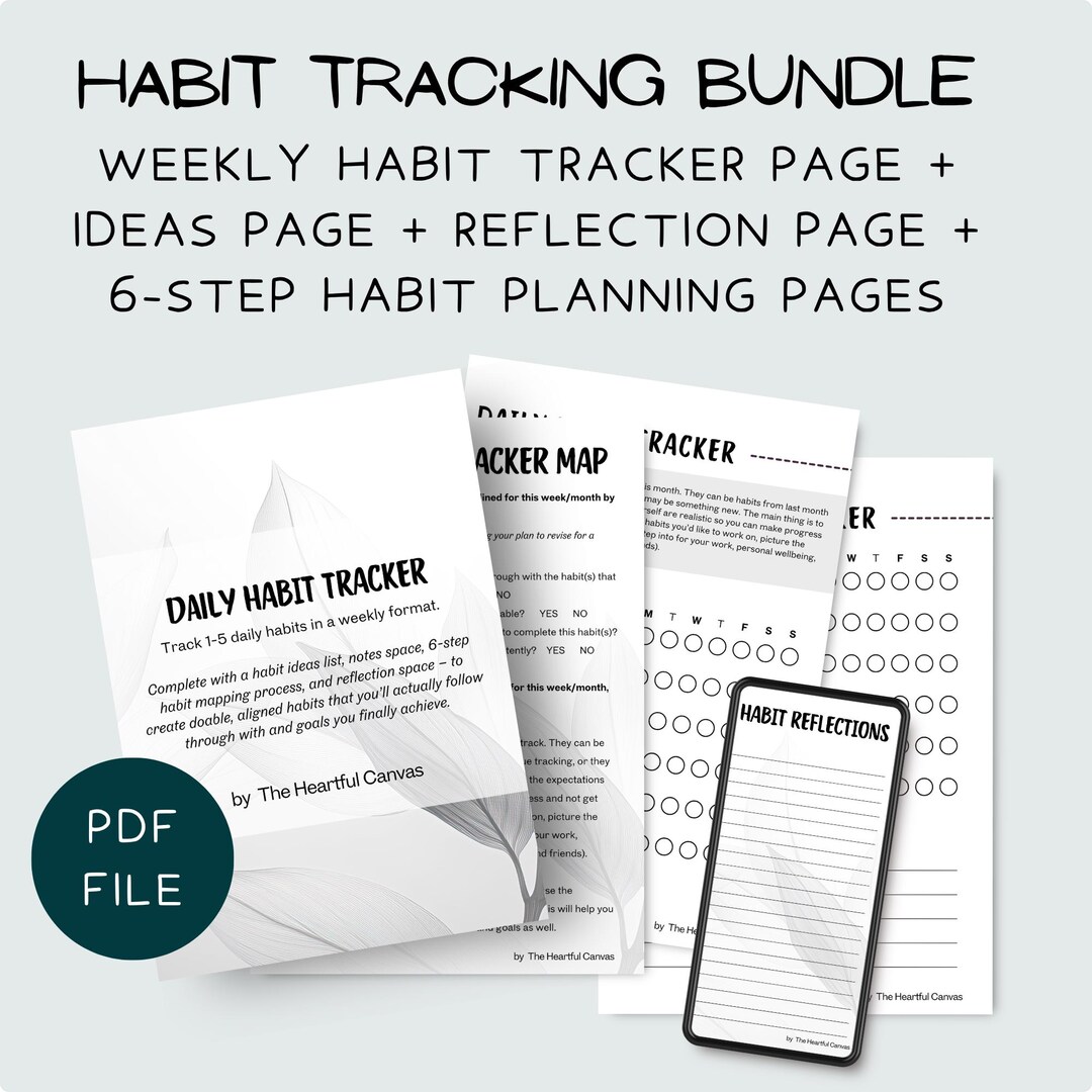 Weekly Habit Tracker PDF for Minimalist Printable Planner With Guided ...