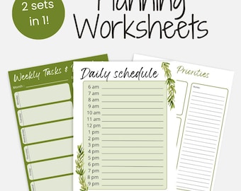 Printable Organization Planning Worksheets To Do List, Daily Tasks, Priority Lists, Daily Schedule for Organized and Productive Days