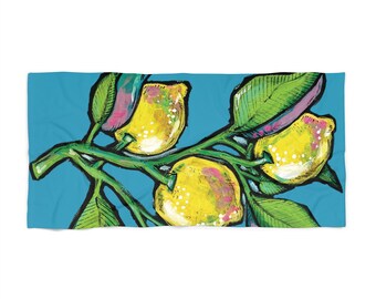 Lemon Print Beach Towel: Vibrant Summer Poolside Accessory
