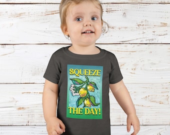 Squeeze The Day Toddler T-Shirt: Citrus Lemon Print, 100% Cotton