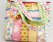 Huge Sale Jelly Roll Tote Bag Sewing Pattern with Fabric Flower Brooch PDF Tutorial