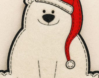 Felt Polar Bear Christmas Ornament - 2 Versions