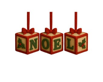 Felt Noel Alphabet Blocks Christmas Ornaments - PDF Pattern
