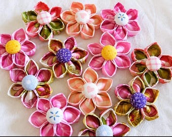 Mixed Fabric Flower Bundle 4 PDF Tutorial ... includes 3 tutorials