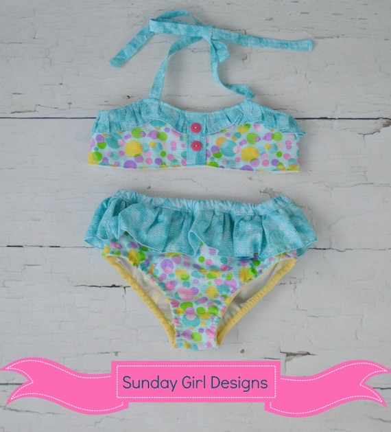 Girls Bikini Bathing Suit PDF Sewing Pattern 2 Pc Retro - Etsy