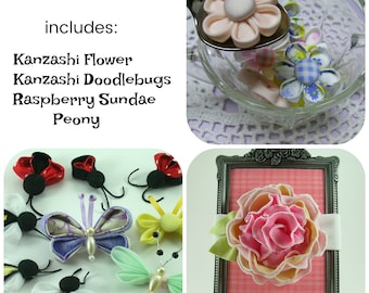 Mixed Fabric Flower Bundle 4 PDF Tutorial ... includes 3 tutorials