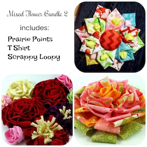 Mixed Fabric Flower Bundle 2 PDF Tutorial ... Includes 3 fabric flowers