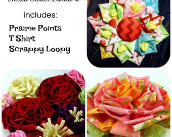 Mixed Fabric Flower Bundle 2 PDF Tutorial ... Includes 3 fabric flowers