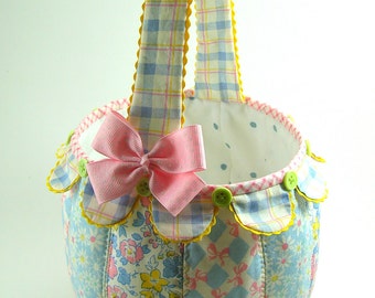 Fabric Basket PDF Sewing Pattern Tutorial ... pumpkin basket, halloween basket, easter basket