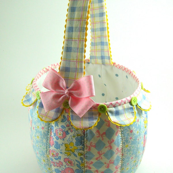 Fabric Basket PDF Sewing Pattern Tutorial ... pumpkin basket, halloween basket, easter basket