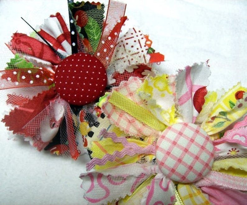 Mixed Fabric Flower Bundle 6 PDF Tutorial ... includes 3 fabric flowers image 4