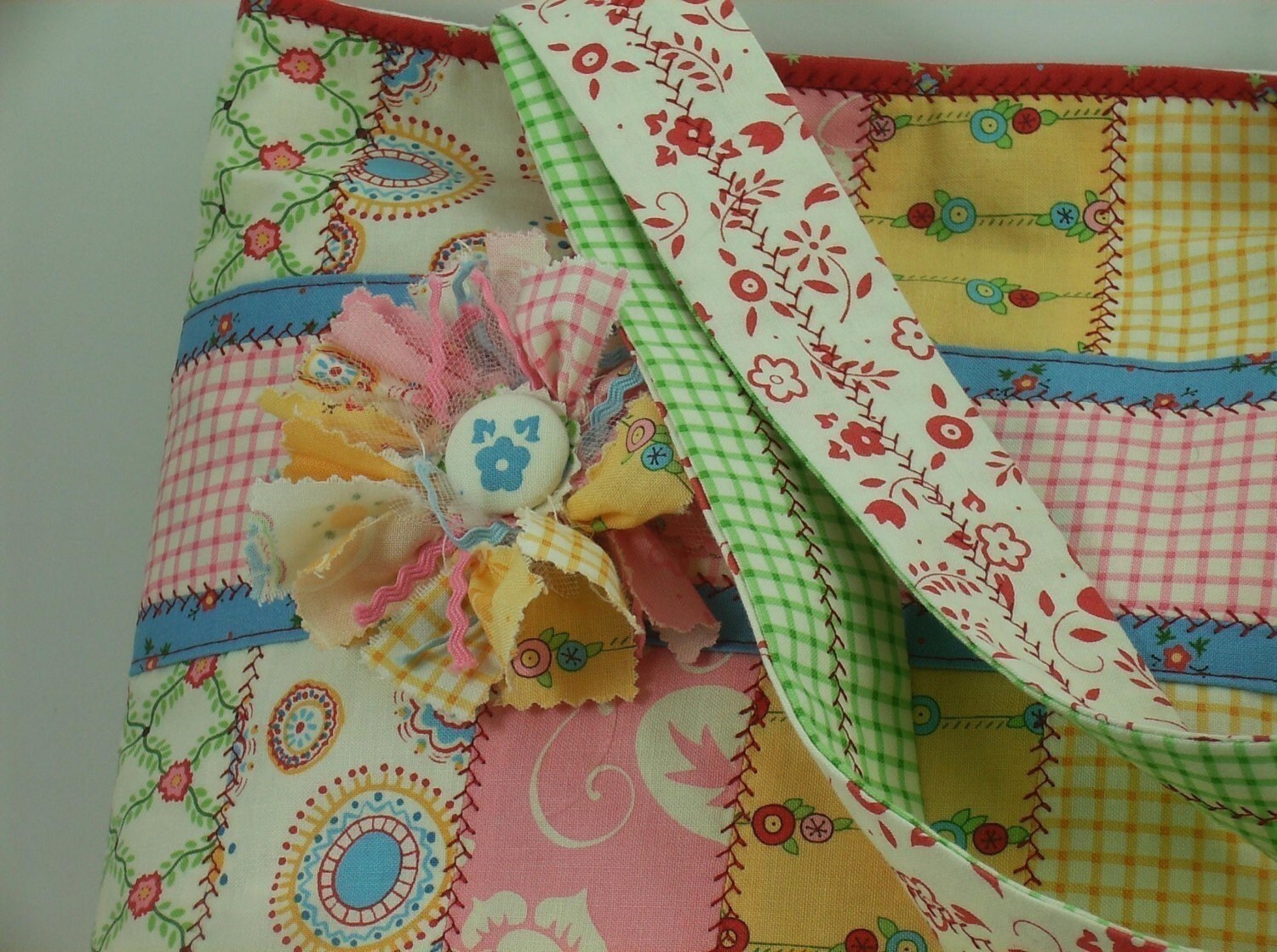 Jelly Roll Tote Bag Sewing Pattern With Fabric Flower Brooch Etsy