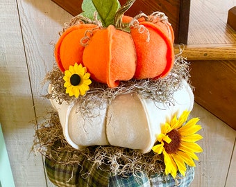 Stacking Fabric Pumpkins Trio in 3 Sizes PDF Sewing Pattern