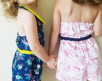 Girls Romper PDF Sewing Pattern ... Junie Bea Romper 3-12 plus 18&quot; doll ... girls playsuit pattern