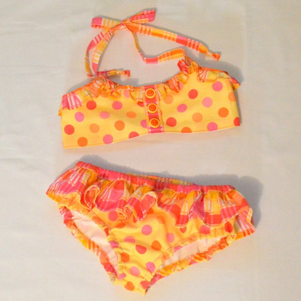 Girls Bikini Bathing Suit PDF Sewing Pattern ... 2 pc Retro Swimsuit Pattern
