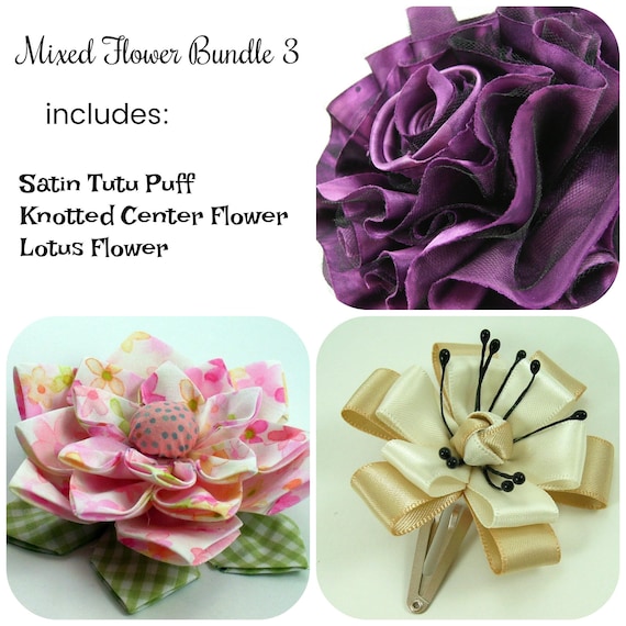 includes 3 tutorials Mixed Fabric Flowers Tutorial 4 .. Huge Sale ..