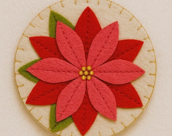Felt Poinsettia Christmas Ornament PDF Pattern