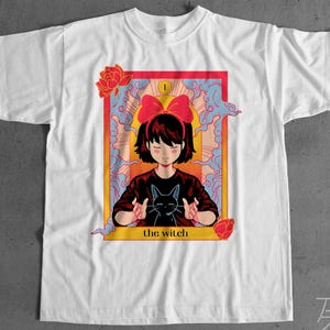 Kiki&#39;s Delivery Service Inspired Kiki & Jiji Unisex Shirt, Tarot Anime Card Shirt, Studio Ghibli Shirt, Anime Lover Shirt, Anime graphic Tee