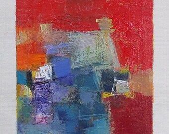 Nov. 29, 2019 - Original Abstract Oil Painting - 9x9 painting (9 cm x 9 cm/4” x 4”) with mat 8”x10” or with original white frame 8.9”x8.9”