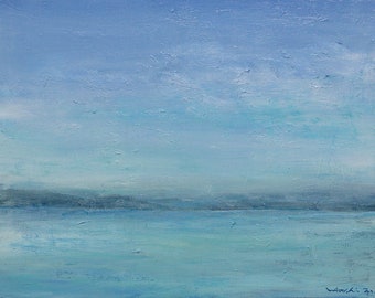 Seascape of Shodoshima - Original Landscape Oil Painting - 53.0 cm x 41.0 cm (app. 21 inch x 16 inch)