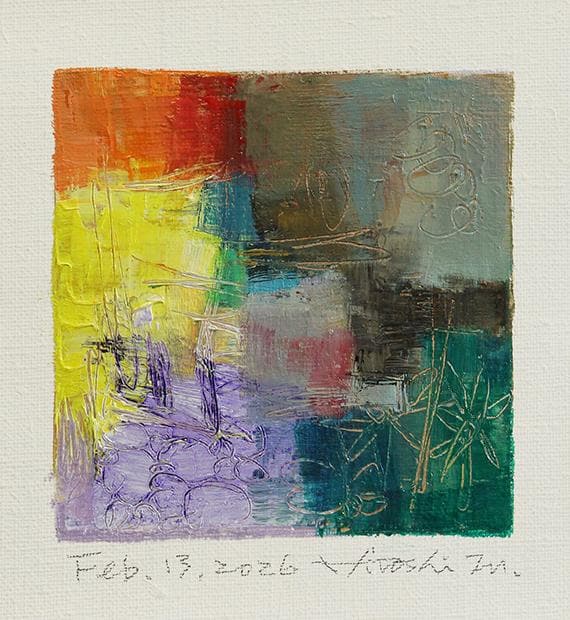 絵画 取引中! 2026年2月13日 - オリジナル抽象油絵 - 9x9インチ（9 cm x 9 cm/4