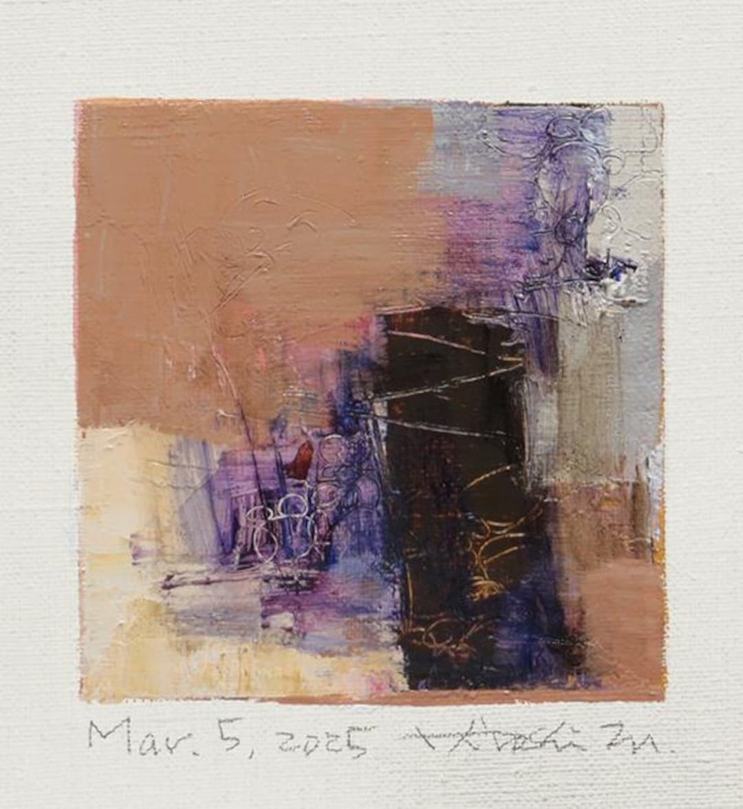 Mar. 5, 2025 - Original Abstract Oil Painting - 9x9 Painting (9 Cm