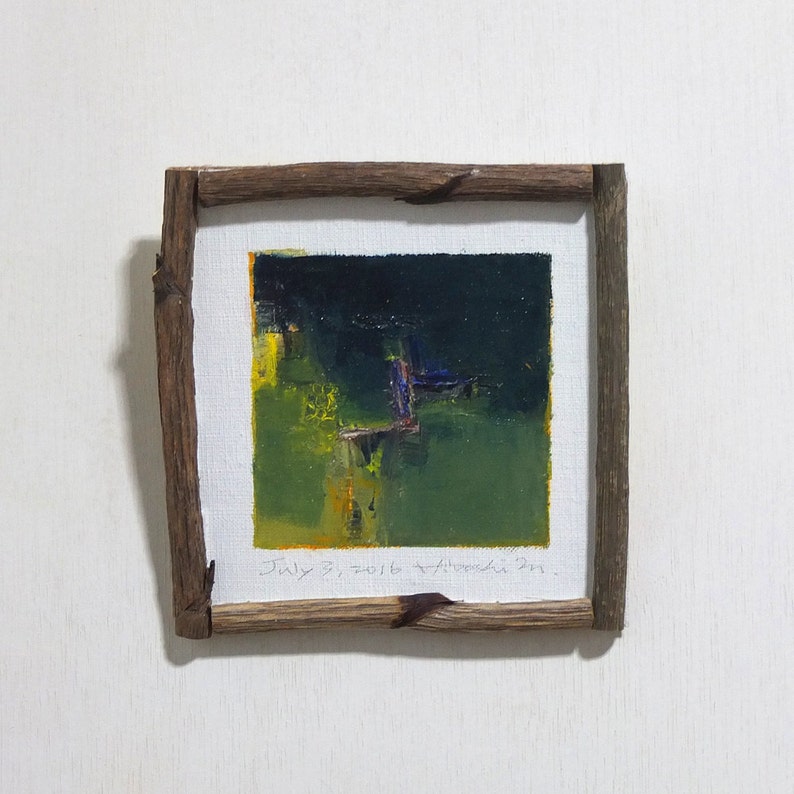 July 3 2018 Framed Original Abstract Oil Painting 9x9 Image 0