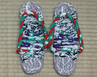 Fabric cloth sandals, 25.5 cm (10.03 inches), Japanese Nuno Zori, Handmade indoor sandals