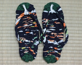 Fabric cloth sandals, 25 cm (9.84 inches), Japanese Nuno Zori, Handmade indoor sandals
