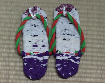 Fabric cloth sandals, 24 cm (9.45 inches), Japanese Nuno Zori, Handmade indoor sandals