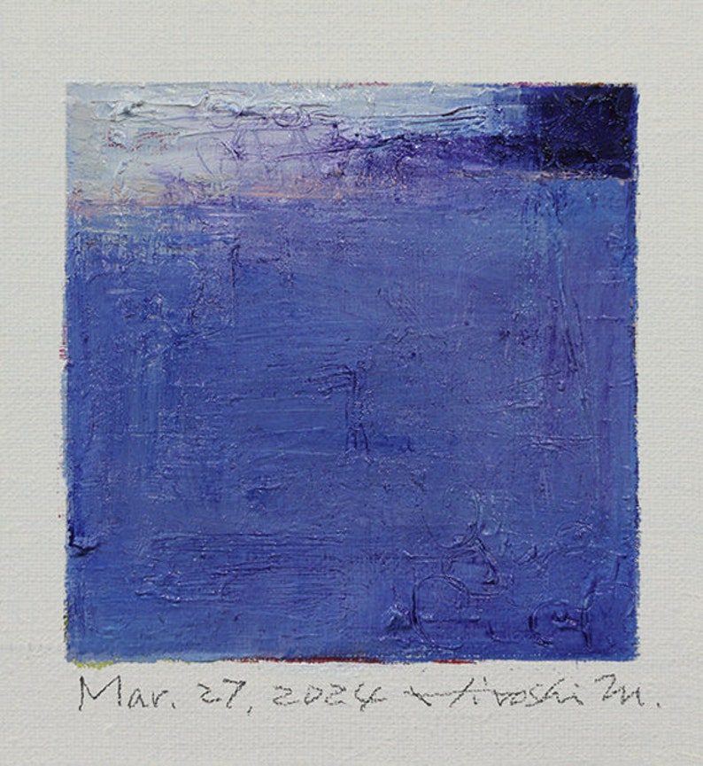 Mar. 27, 2024 Original Abstract Oil Painting 9x9 painting 9 cm x 9 cm/4 x 4 with mat 8x10 or with original white frame 8.9x8.9 image 1