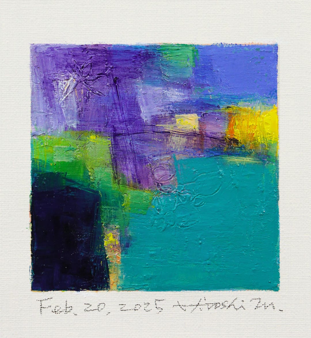 Feb. 20, 2025 - Original Abstract Oil Painting - 9x9 Painting (9 Cm X 9 ...