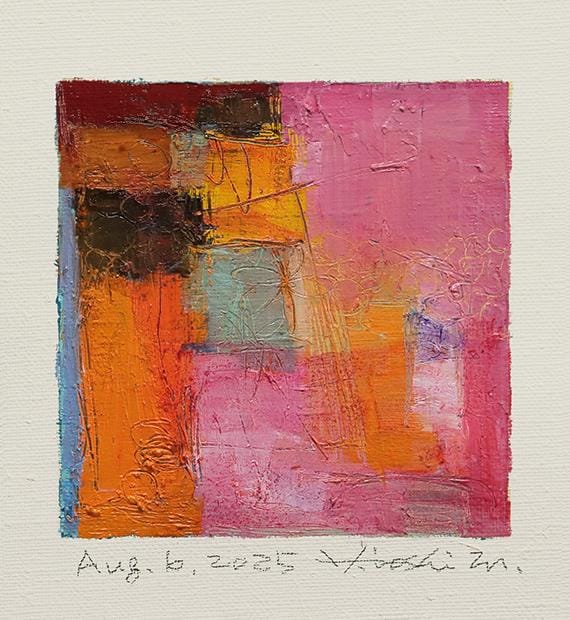 2025年8月6日 - オリジナル抽象油絵 - 9x9インチ（9 cm x 9 cm/4インチ