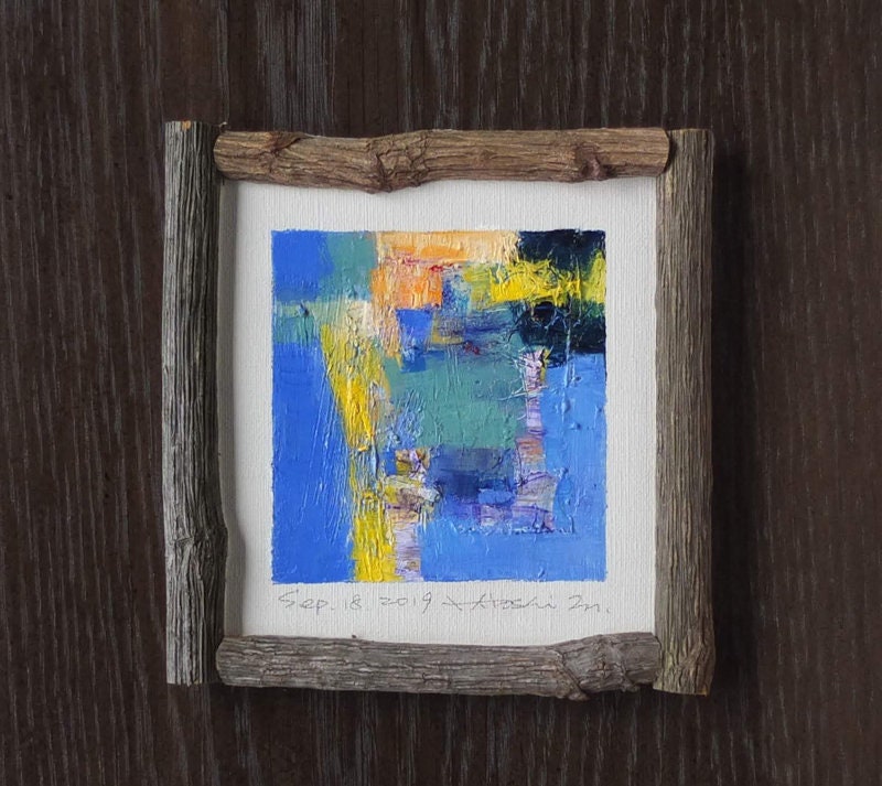 2019年9月18日 - 額入りオリジナル抽象油絵 - 9x9 絵画（約 9 cm