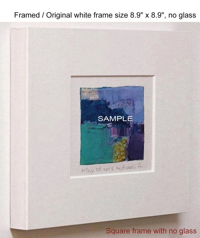 14 avril 2023 Peinture à l'huile abstraite originale Peinture 9x9 9 cm x 9 cm/4 x 4 avec passe-partout 8x10 ou avec cadre blanc original 8,9x8,9 image 4