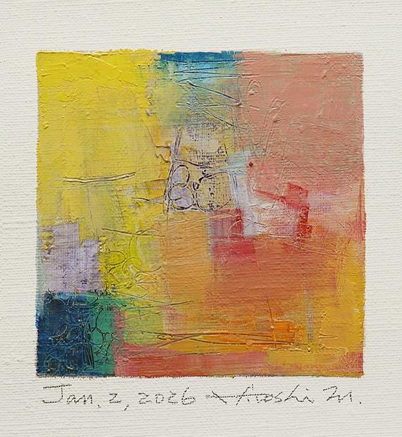 2026年1月2日 - オリジナル抽象油絵 - 9x9インチ（9 cm x 9 cm/4インチ