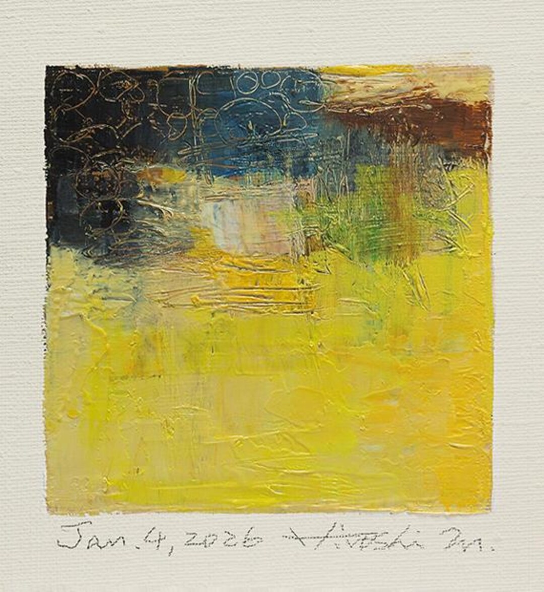 2026年1月4日 - オリジナル抽象油絵 - 9x9インチ（9 cm x 9 cm/4インチ