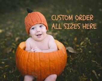 Pumpkin Hat Kids Costume Leaves baby preemie newborn toddler 3 6 9 12 18 months child teen adult Thanksgiving Halloween